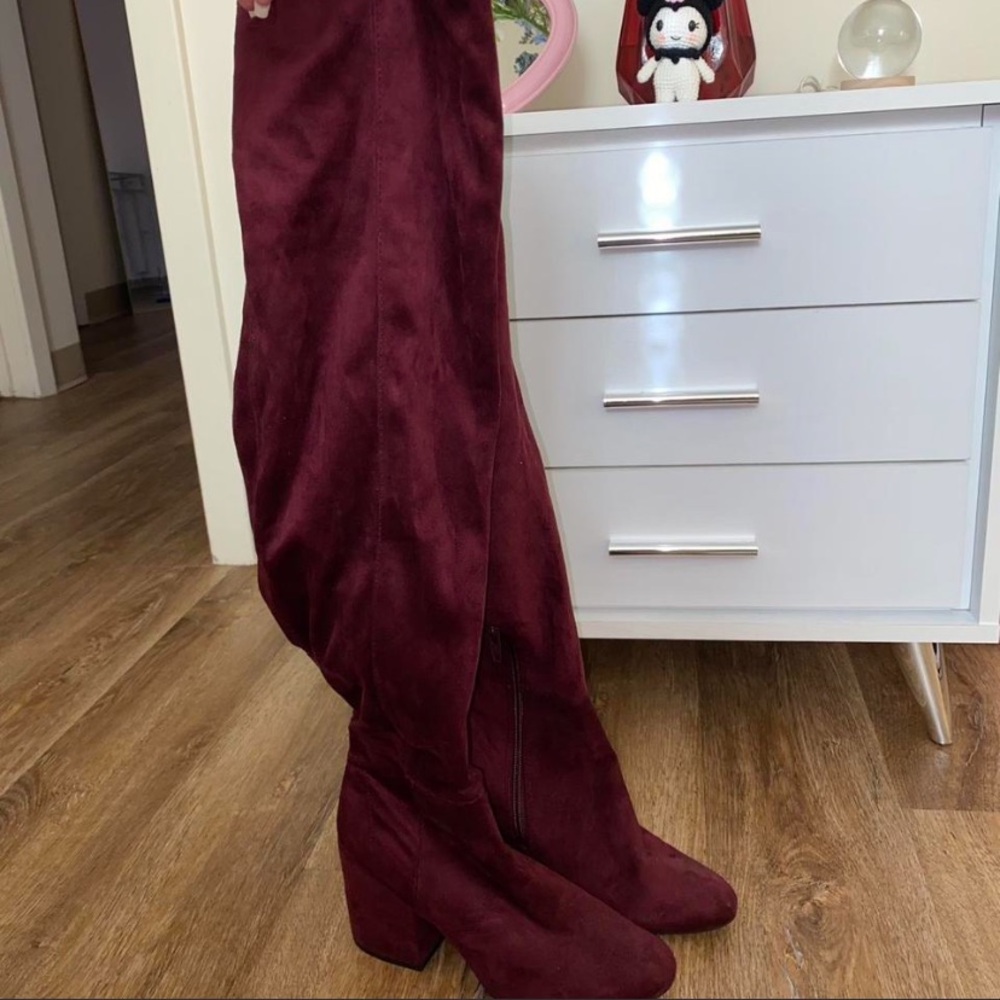 Aldo Burgundy Over-the-Knee Boots
